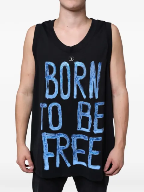 Dolce & Gabbana graphic-print tank top Black TSH86646