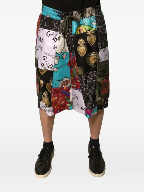 Dolce & Gabbana DG logo patchwork cargo shorts Black 75653