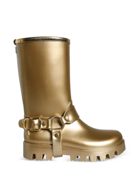 Dolce & Gabbana metallic buckle-detail rain boots Gold LA11307