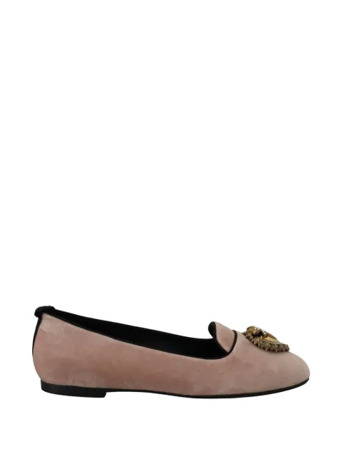 Dolce & Gabbana Devotion embellished velvet loafers Pink 7958820683991
