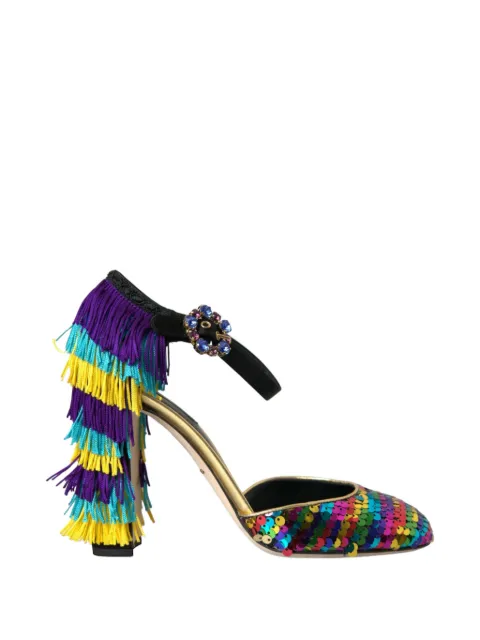 Dolce & Gabbana sequin-embellished fringed pumps Black 8057001760510