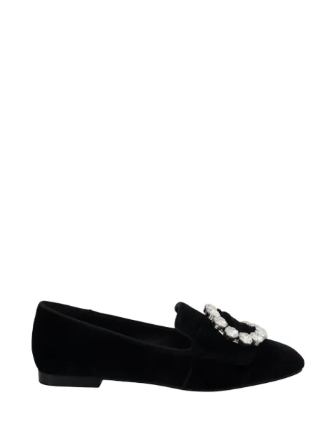 Dolce & Gabbana crystal-embellished velvet loafers Black LA10081