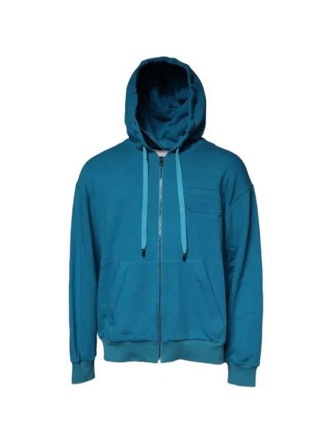 Dolce & Gabbana logo-patch zip-up hoodie Blue G9ZU0TG7F2G