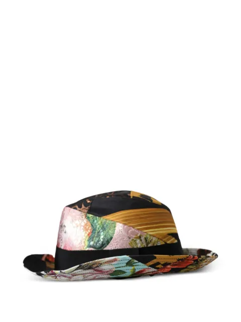 Dolce & Gabbana patchwork wide-brim fedora Black HAT9632