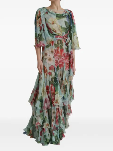 Dolce & Gabbana floral-print tiered maxi dress Blue P01040875