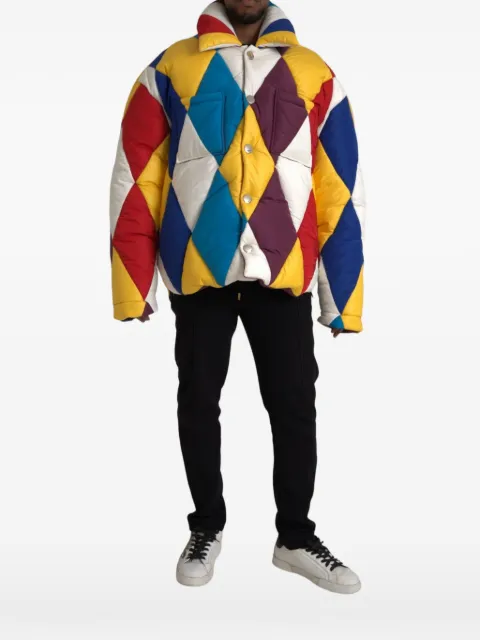 Dolce & Gabbana diamond-pattern puffer jacket Yellow JKT3827