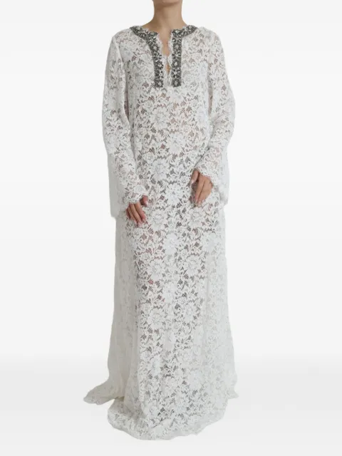 Dolce & Gabbana maxi crystal-embellished lace dress White 82768471001