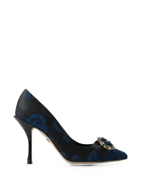 Dolce & Gabbana floral-brocade crystal-buckle pumps Black LA10220