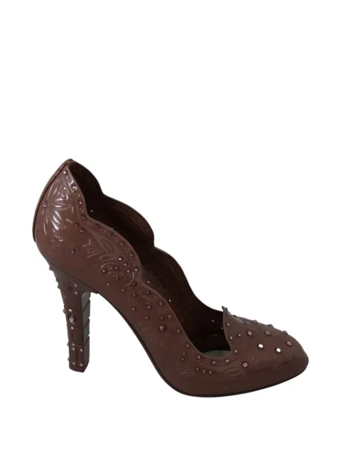 Dolce & Gabbana floral crystal-embellished pumps Brown C18713A7400