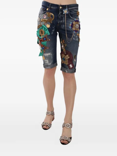 Dolce & Gabbana embellished distressed shorts Blue PAN70037