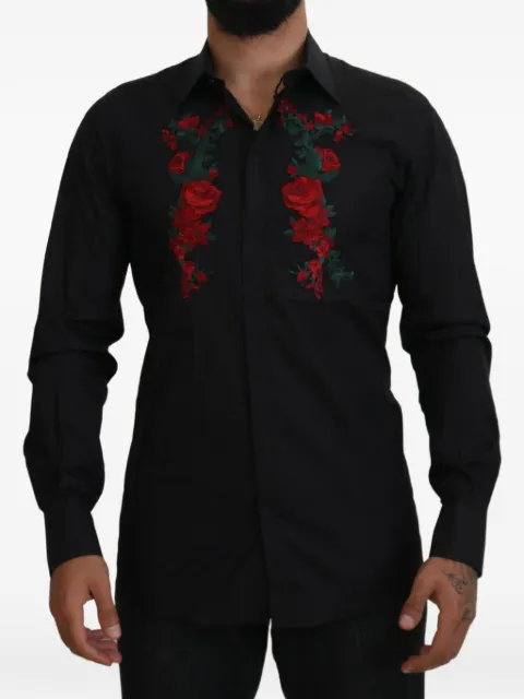 Dolce & Gabbana floral-embroidered shirt Black 84058