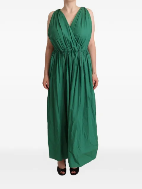 Dolce & Gabbana pleated V-neck maxi dress Green DR28303