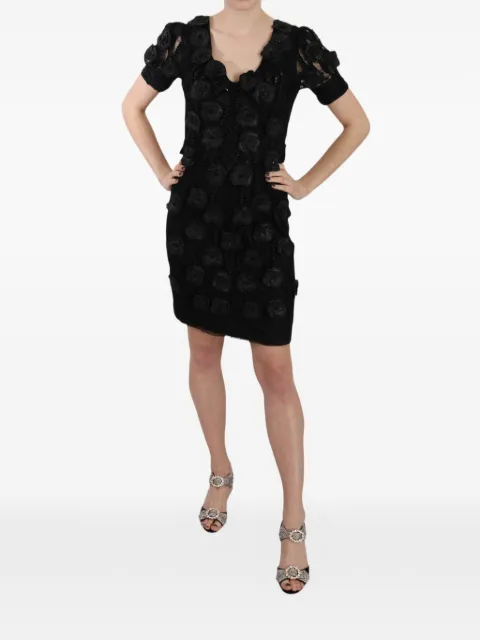 John Richmond floral-appliqué lace-panel mini dress Black DR1677BG