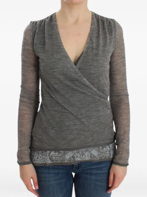 Ermanno Scervino paisley-hem wrap-style top Grey ERMAN12586