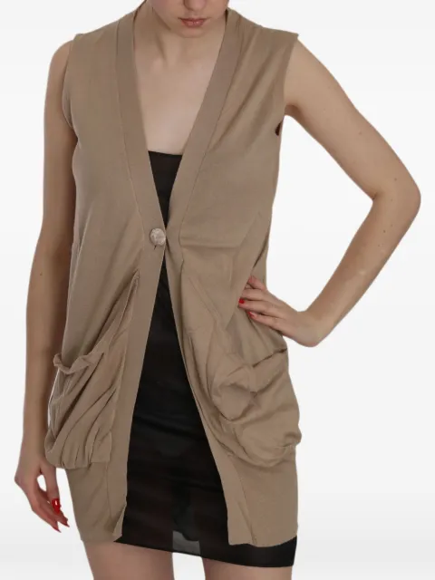 Pink Memories sleeveless button-fastening cardigan Brown TSH3467