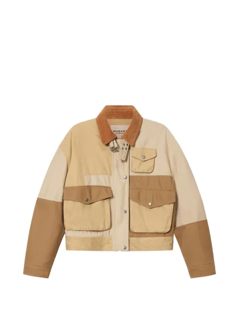 MARANT ÉTOILE patchwork corduroy-collar jacket Neutrals VE0715FAD3G03E