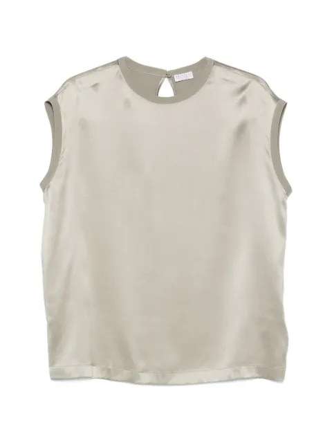 Brunello Cucinelli Monili satin top Green M0C59EH500C9125