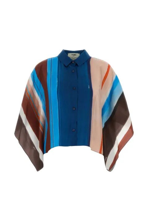 FENDI striped cropped shirt Blue FS8365AMET