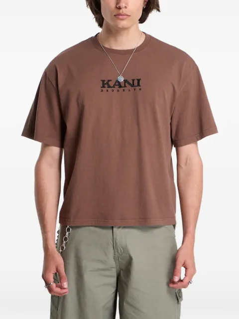 karl kani logo-embroidered slogan-print T-shirt Brown PD00014005