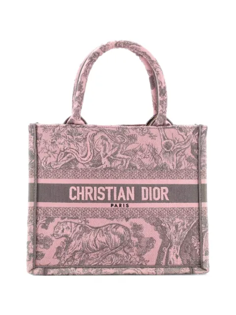 Christian Dior Pre-Owned Book Embroidered Canvas Small tote bag Grey 0MUUXF8O0WPG4H81