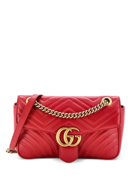 Gucci Pre-Owned GG Marmont Flap Bag Matelasse Leather Medium shoulder bag Red LQYGRULGHPHZ4DB7