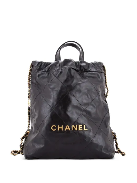 CHANEL Pre-Owned 22 Chain Quilted Calfskin Medium backpack Black CNQ7QQ0XI3885389