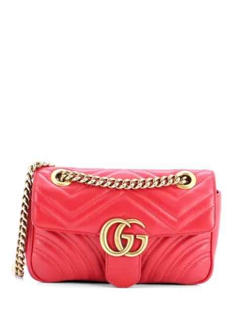 Gucci Pre-Owned GG Marmont Flap Bag Matelasse Leather Mini crossbody bag Red 8J4OU76Y3DP5RWXH