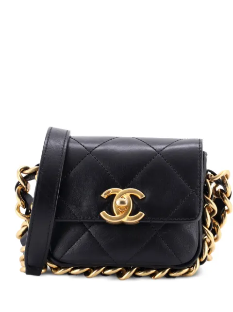 CHANEL Pre-Owned Framing Chain Flap Bag Quilted Calfskin Mini crossbody bag Black 4FOU55DNEVY1Z7YQ