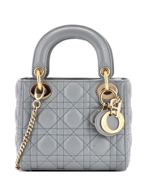 Christian Dior Pre-Owned Lady Dior Chain Bag Cannage Quilt Lambskin Mini satchel Green 2C649CZA31HWDELQ