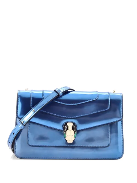 Bvlgari Pre-Owned Serpenti Forever Metallic Leather Small shoulder bag Blue 0FL8CBZ7APERTDYD