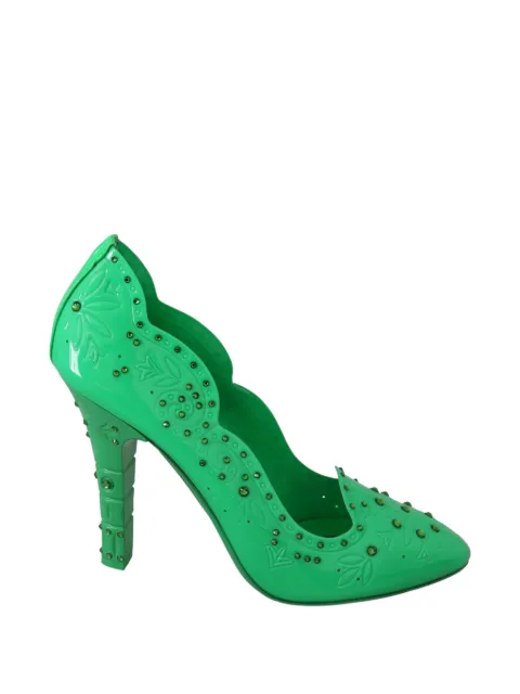 Dolce & Gabbana floral crystal-embellished pumps Green C18713A7400
