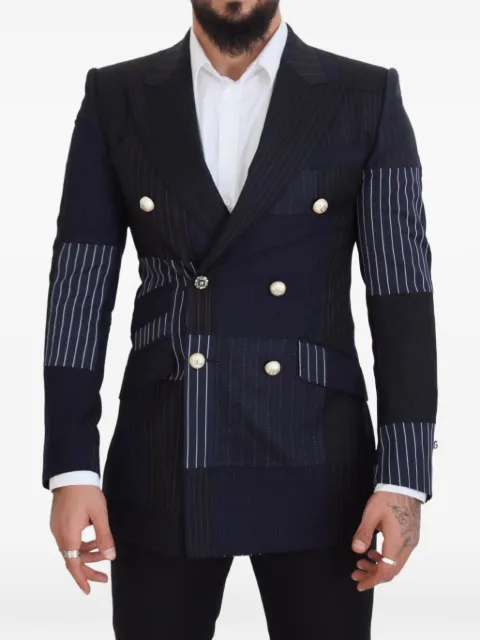 Dolce & Gabbana patchwork double-breasted blazer Blue G2TJ8ZFUBFA