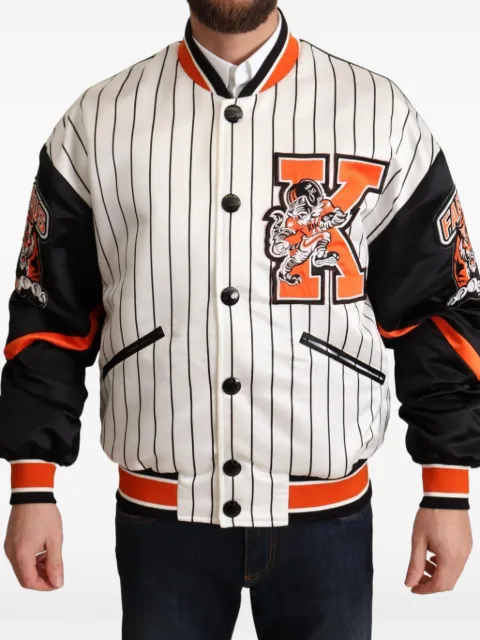 Dolce & Gabbana pinstripe tiger-graphic baseball jacket Black DGMILLENNIALS