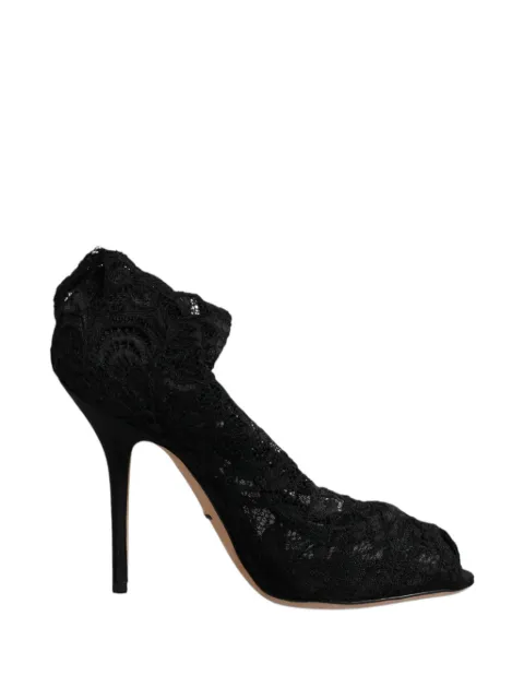 Dolce & Gabbana lace peep-toe ankle boots Black 1647