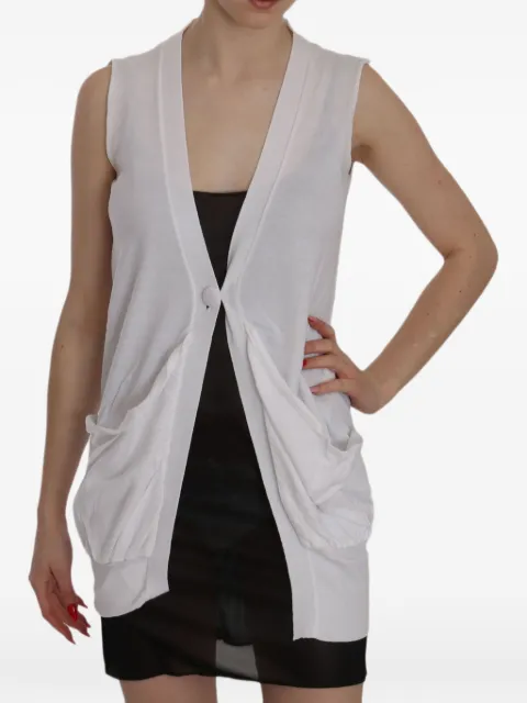 Pink Memories sleeveless V-neck gilet White TSH3470
