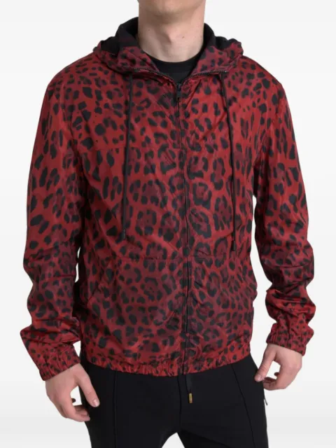 Dolce & Gabbana leopard-print hooded jacket Red JKT3688