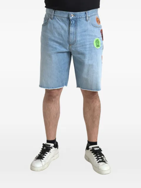 Dolce & Gabbana patchwork raw-cut shorts Blue GWNXADG8ET4