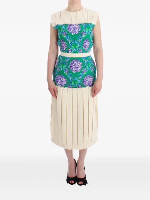 Caterina Gatta floral-print pleated midi dress Neutrals SIG12667