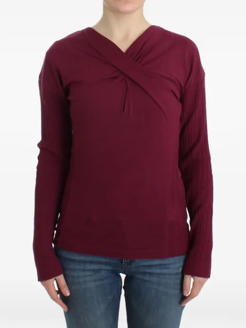 Roberto Cavalli twisted V-neck sweater Purple KEYHOLEJUMPER
