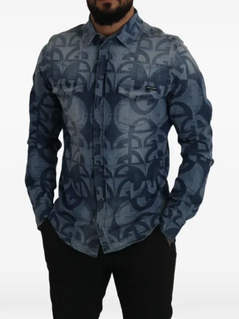 Dolce & Gabbana DG logo-print denim shirt Blue G5LW3DG8LE4S9001