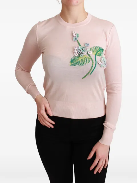 Dolce & Gabbana floral-embroidered cashmere sweater Pink TSH4581