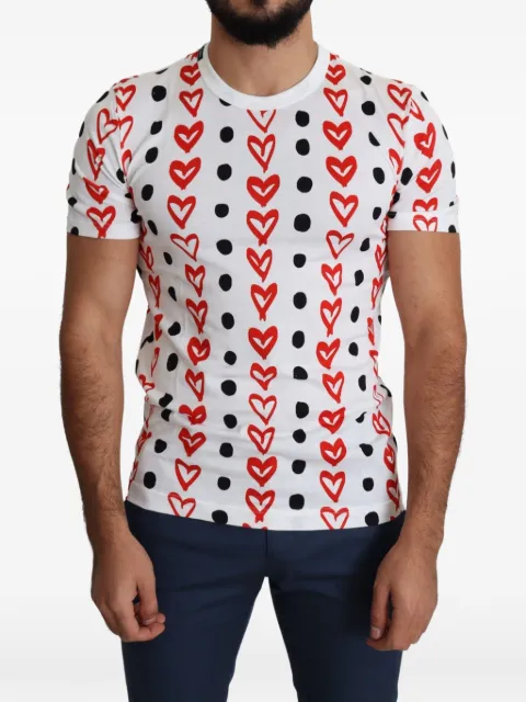Dolce & Gabbana heart-print polka-dot T-shirt White DOLCEH5472