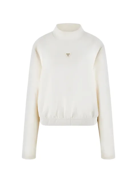 GUESS USA logo-appliqué mock-neck sweatshirt White V4YQ05KCAY2