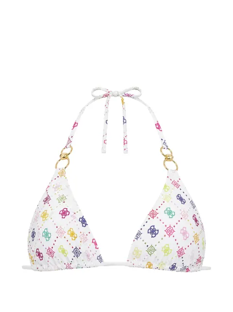 GUESS USA logo-print halterneck bikini top White E6GJ37MC04R