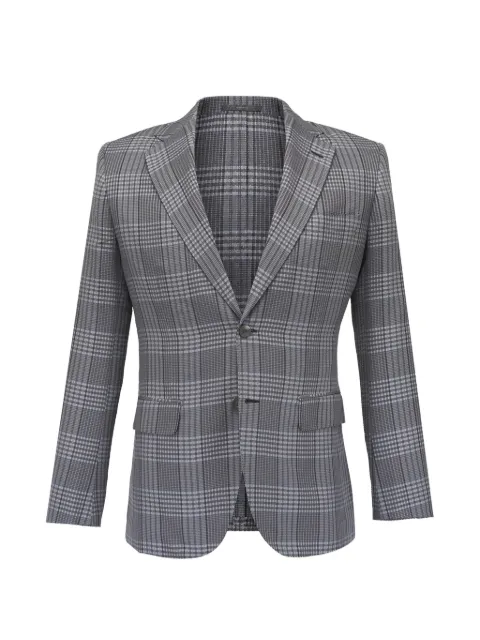 Brioni check-pattern notched-lapel jacket Grey PD44B1112