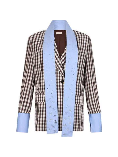 LIU JO gingham-check double-breasted blazer Brown WA6436T4818