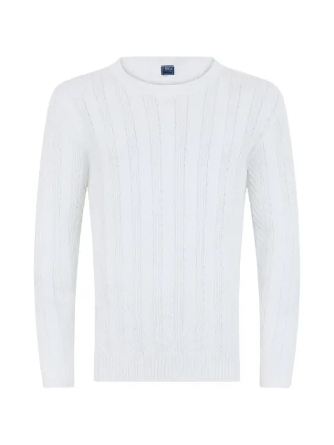 Fedeli cable-knit long-sleeve sweater White 5UED5501