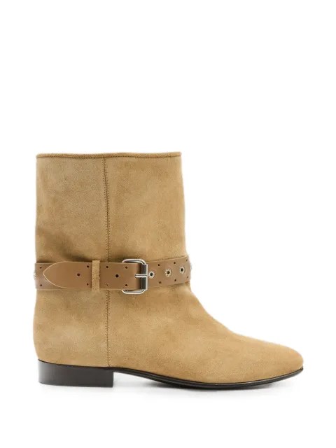 ISABEL MARANT Reena buckled suede ankle boots Neutrals BO0295FAD3A07S