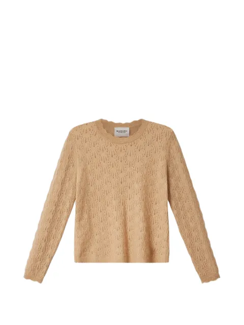 MARANT ÉTOILE Obeline openwork-knit scalloped-trim sweater Neutrals PU0726FAA1L68E
