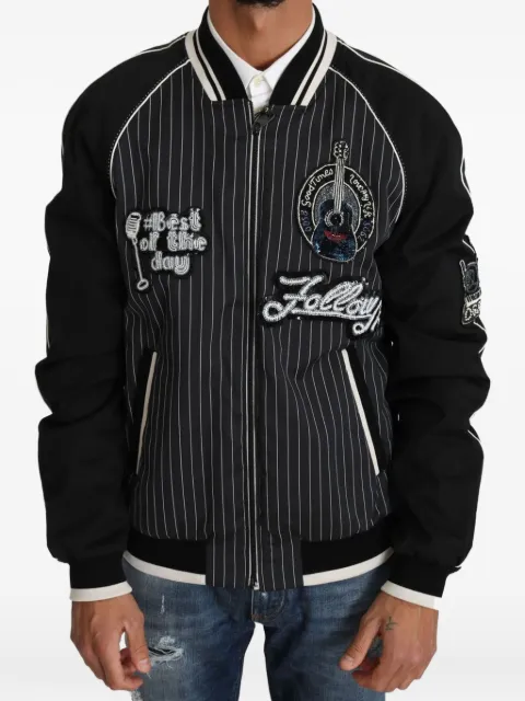 Dolce & Gabbana pinstripe-pattern bomber jacket Black DD58SG62
